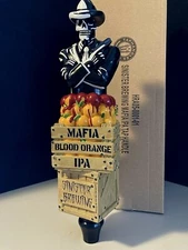 🌟 Rare Sinister Brewing Beer Tap Handle Mafia Blood Orange IPA Skeleton Skull