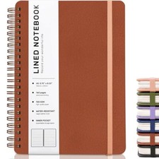 Lined Spiral Journal Notebook with 160 Pages, 8 5.7in, A5 Spiral Brown