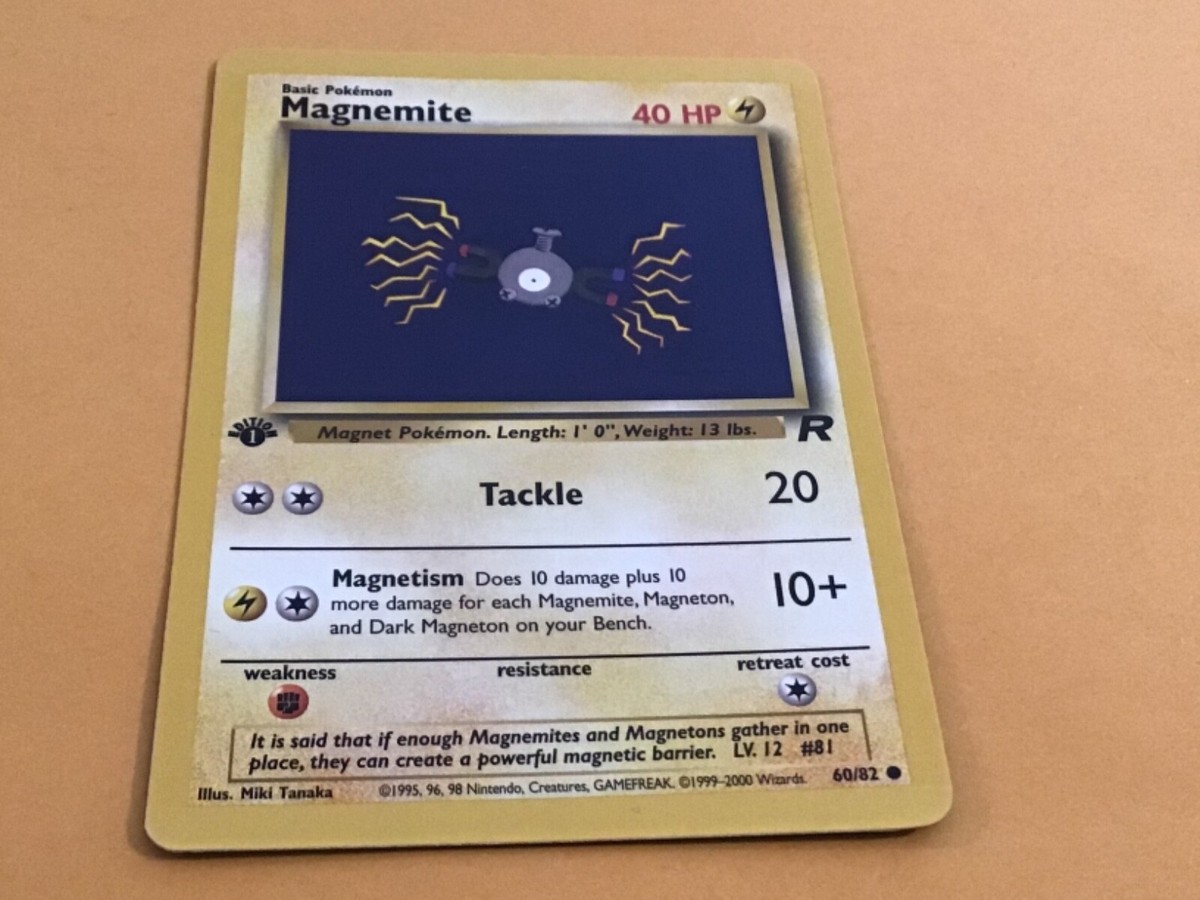 1st Edition Magnemite 60/82 Team Rocket Pokemon Card - Never