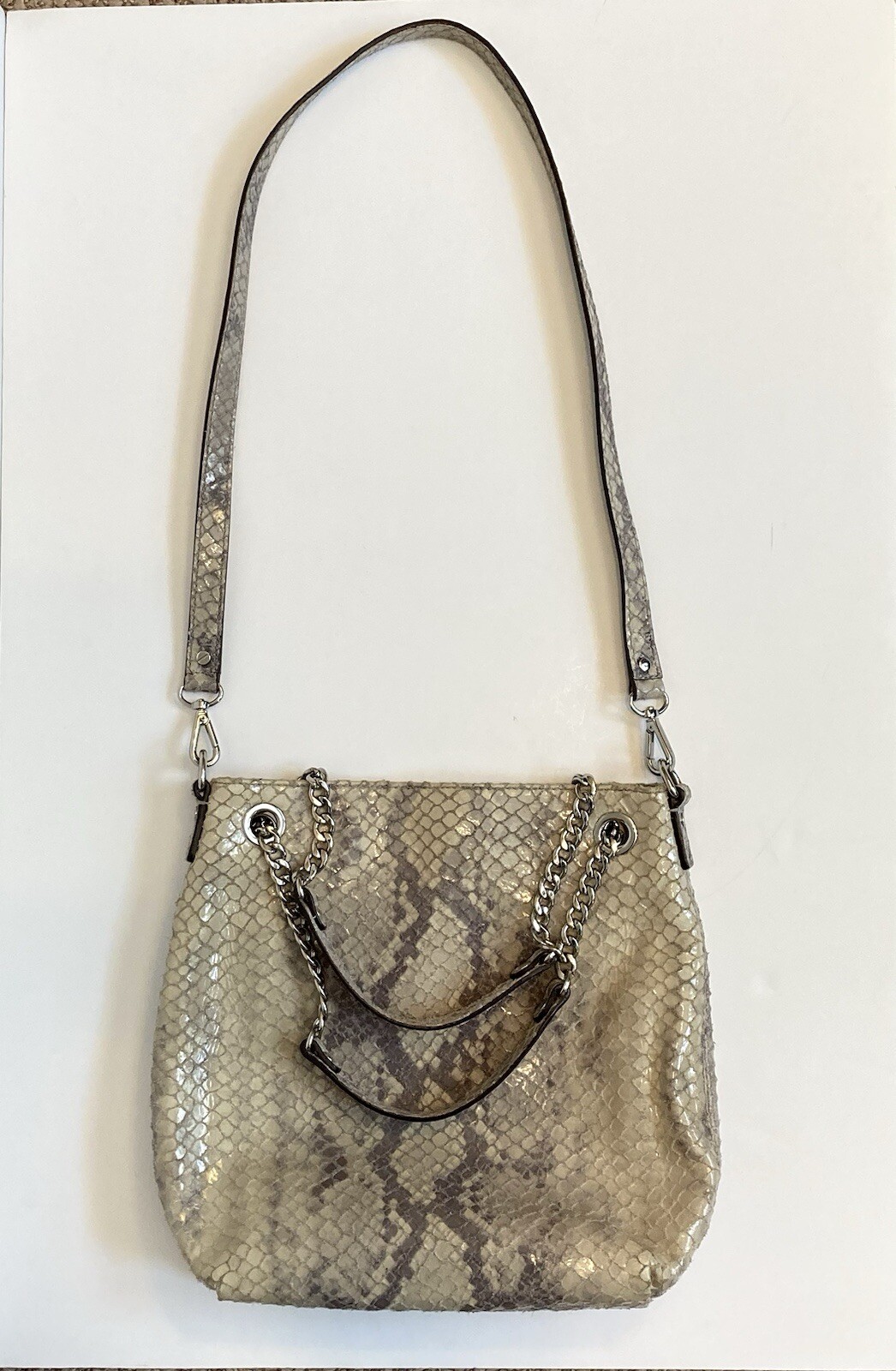 Michael Kors Gray Leather Python Print Handbag Mo… - image 2