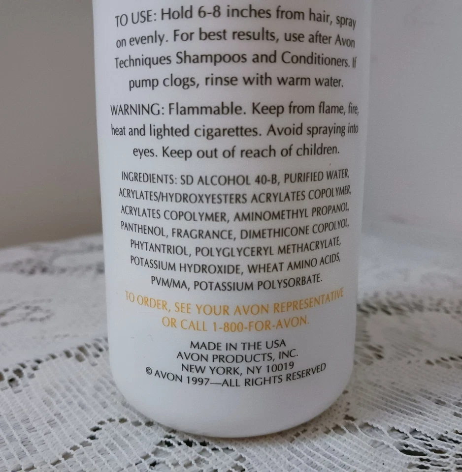 Avon Techniques TRI-NUTRIV FORMULA Spray para Cabello para Sujeción Natural Sellado Nuevo Foto 3 de 3