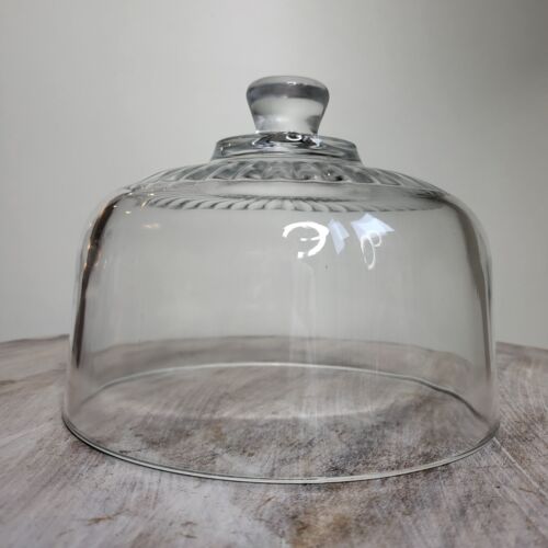 Vtg 6" French Brocante Clear Glass Cheese Dome Dish Farmhouse Country Fluted - Picture 11 of 19