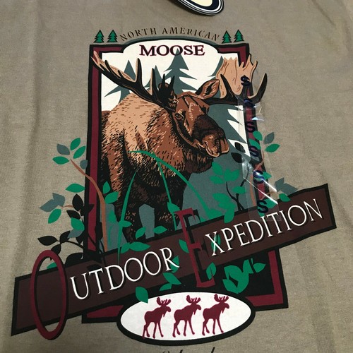 Ouray Sportswear Men's T-Shirt Moose Outdoor Expedition hunting Olive Size Small - Picture 2 of 4