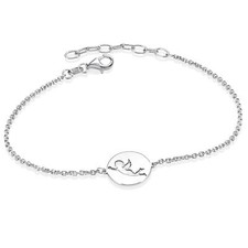 MATERIA Frauen Armband mit Engel Anhänger rund - 925 Silber Armkette 16-19cm