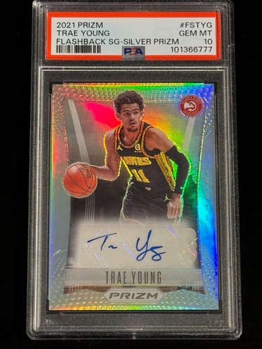 2021 Prizm Silver Flashback Signature Auto Trae Young PSA GEM MINT 10 (Pop:15)