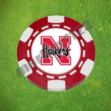 Nebraska Corn Huskers Dia-magnetic Clay Poker Chip Golf Ball Marker Card Guard