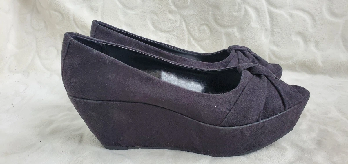 Simply Vera Vera Wang Black Faux Suede Peep toe Platforms Wedges