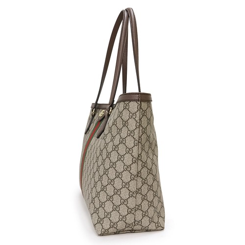 GUCCI OphidiaLarge Tote GG Supreme canvas & Leather, Ebony & Beige 631685 - Picture 4 of 10