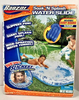 NEW Banzai Soak 'N Splash Water Slide 18' Long with Inflatable Body Board  70045 - Main Image
