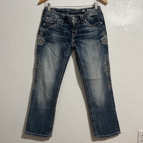 Miss Me Jeans Women’s Sz 28 Y2K Cropped Capri Denim Southwest Aztec Western - Picture 2 of 15