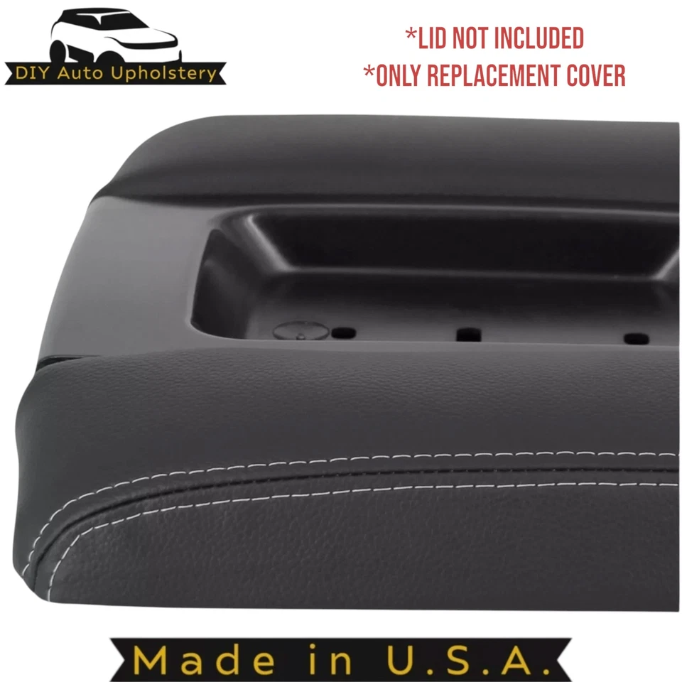 Cubierta de tapa de consola central de cuero sintético negro azabache 2014-2019 para Chevrolet Silverado Foto 2 de 4