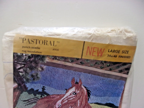 VTG Aunt Lydia's LARGE 34x48 Punch Needle Fabric Cloth Colt Pattern Needlework - Picture 3 of 20