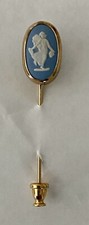 Vintage Blue Jasper Ware Wedgwood Angel Cameo Stick Pin Brooch Winard 14KGF