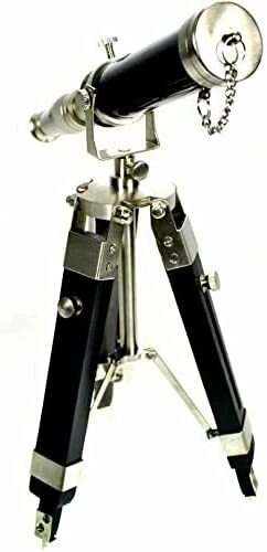 Handmade Brass Metal Spyglass Telescope with Black Stand Tripod Stand 9 Inc - Picture 2 of 3
