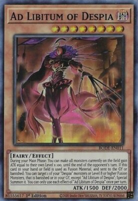 Yugioh! LP Ad Libitum of Despia - BODE-EN011 - Super Rare - 1st Edition Lightly 