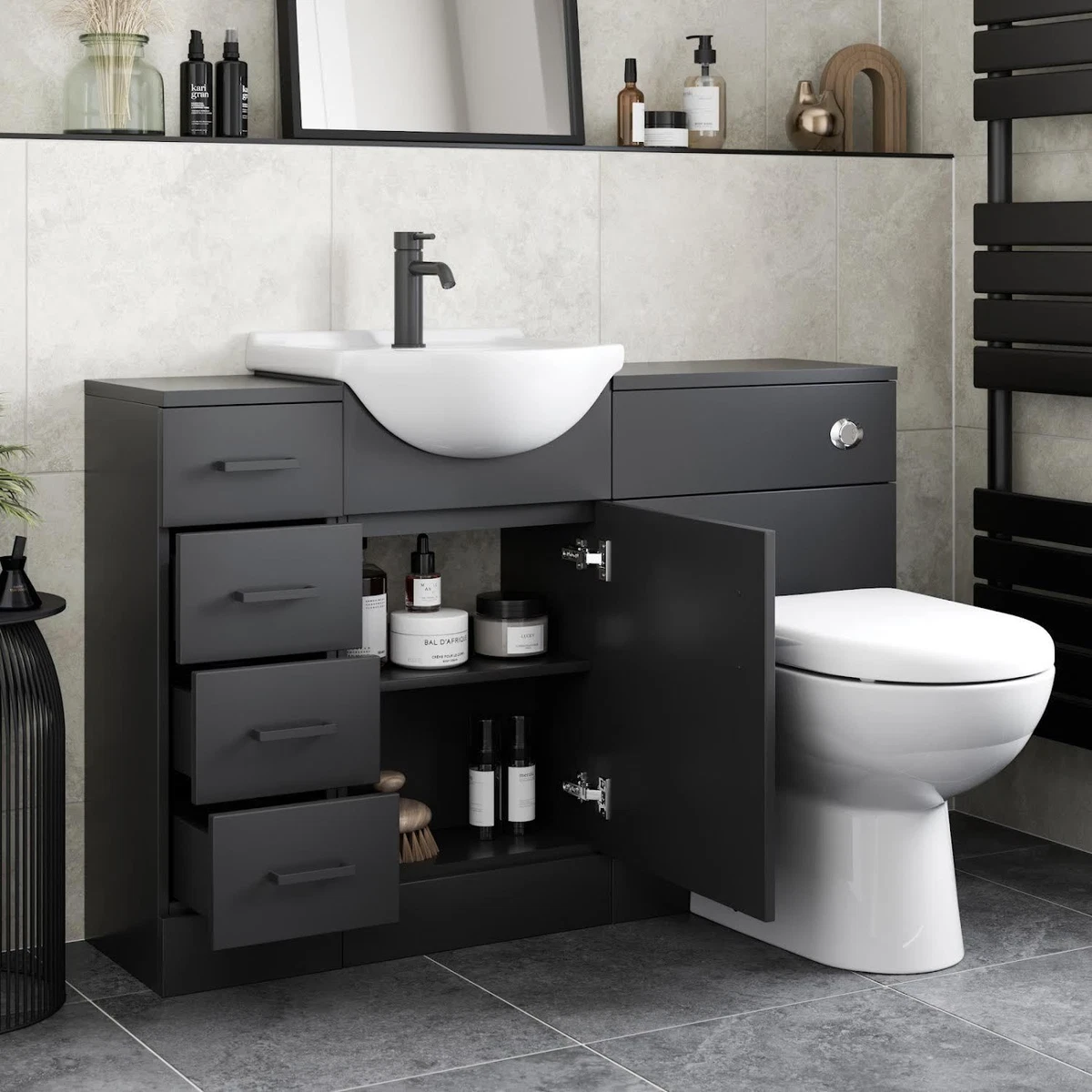 Black toilet and sink vanity unit deals