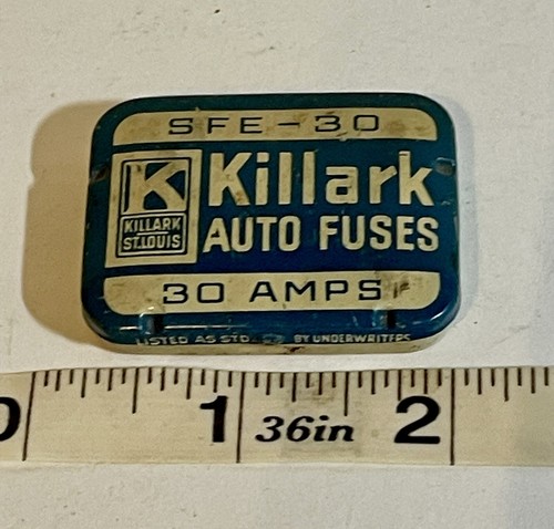 Vintage KILLARK AUTO FUSES 30 AMPS 1 Fuse in Tin Box - Picture 1 of 7