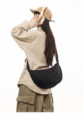 Women Cotton Padded Quilted Tote Bag Puffer Shoulder Handbag Dumpling Bag