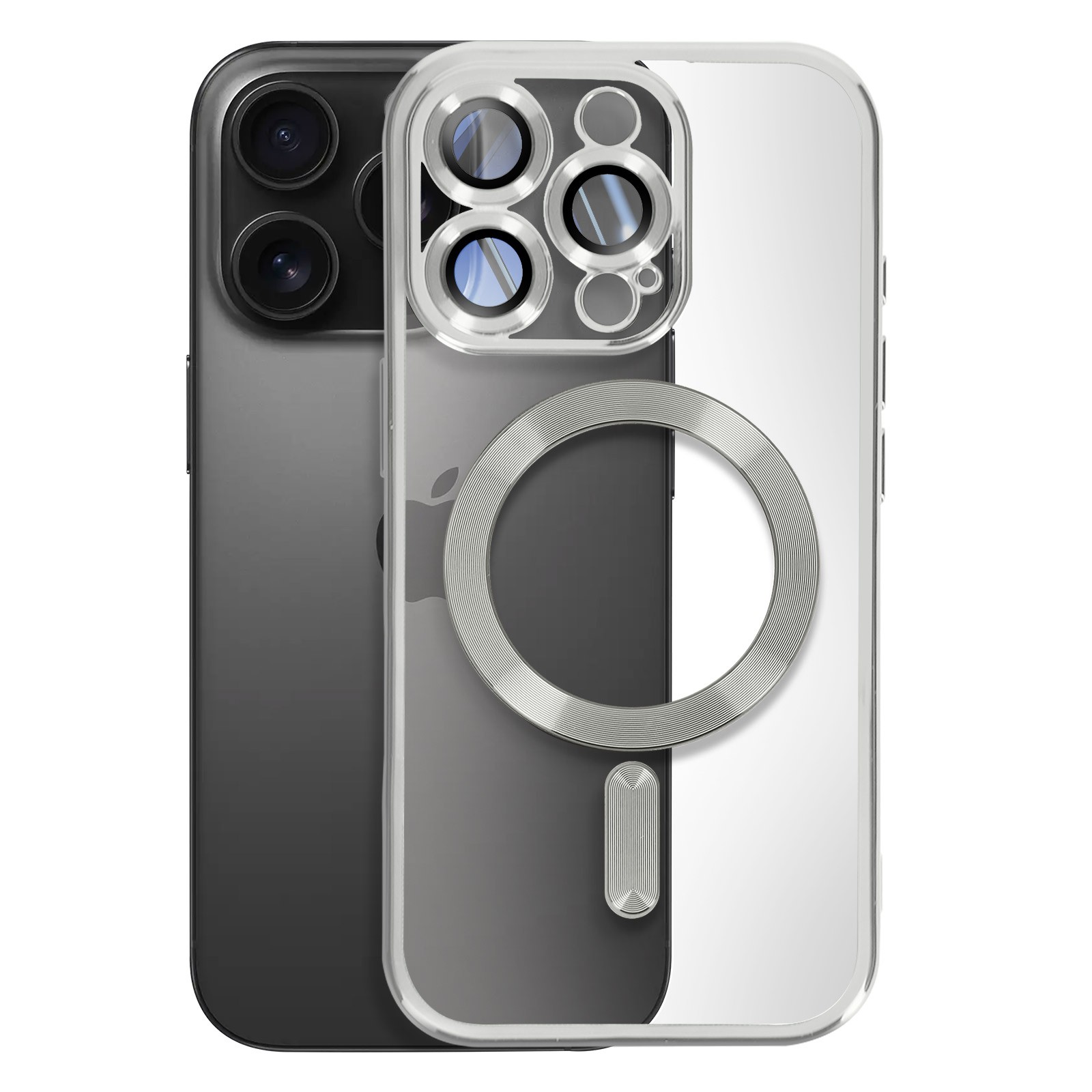 Coque iPhone 16 Pro Max Avizar en silicone chrome argent avec protection anti-choc