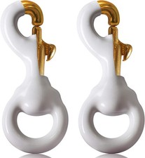 Anley Flag Accessory - 1 Pair White Rubber Coated Brass Swivel Snap Hook - Heavy