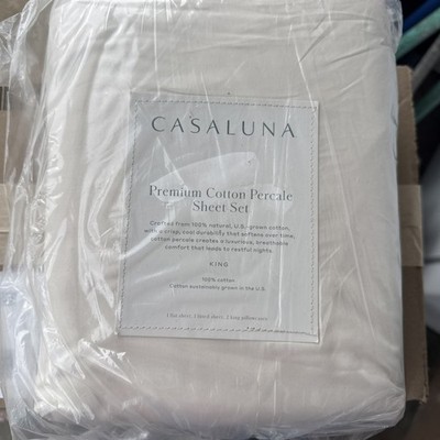 NEW King 400 Thread Count Percale Sheet Set Natural - Casaluna
