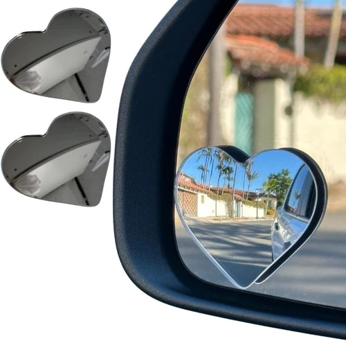 2Pcs Heart Shaped Blind Spot Mirrors for Cars – 2.5 inches x 1 inch, Chrome 