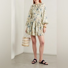 ULLA JOHNSON Sefia Mini Dress Jasmine Floral Size 00 Cutouts 100% Silk Feminine