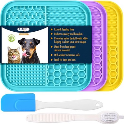 LUKITO 3PCS Lick Mat for Dogs and Cats, Licking with Suction Small-3 Pack 