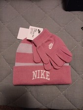 NWT NIKE YOUTH GIRLS BEANIE GLOVES 2-PIECE SET COLOR MAGIC FLAMINGO BRAND NEW,,