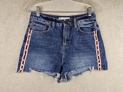Zara Women s Z1975 Pearl Sides Denim Cut Off Jean Shorts Size 4