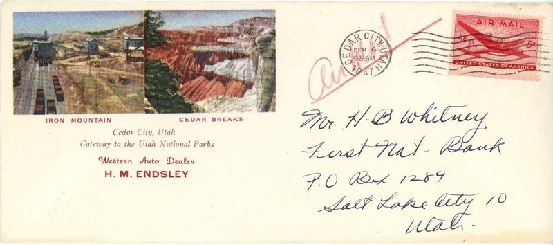 Cedar City, Utah - Iron Mountain + Cedar Breaks, Western Auto Dealer, 1947 Cover
