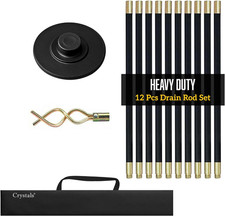 Drain Rods Set, Drainage Rods for outside Drain Flexible, 12 Pcs / 9.2M Drain Un
