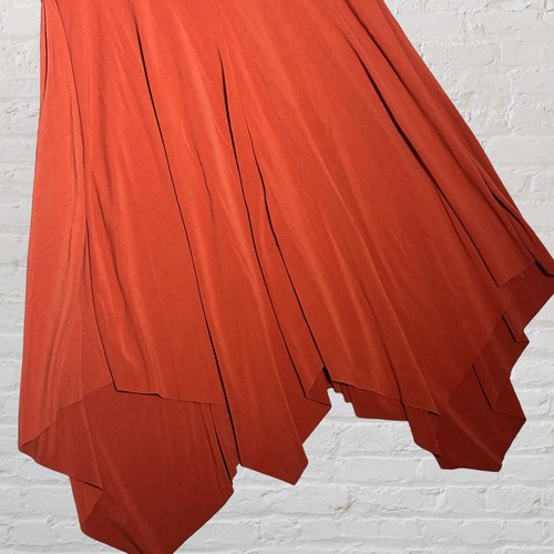 Taboo Y2K Midi Dress Size M Orange Fairy Babydoll Asymmetrical Hem Stretch NWT - Picture 9 of 13