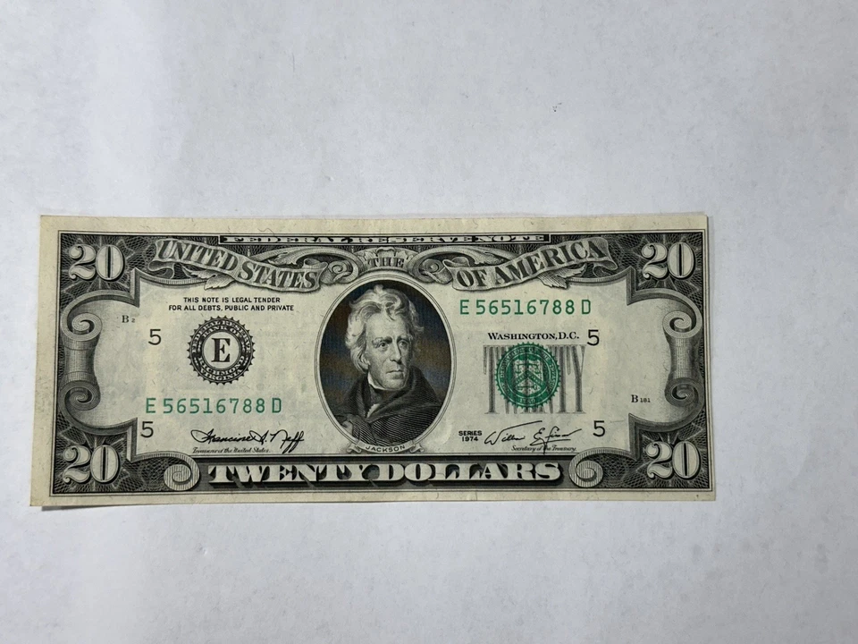 1974 Vintage $20 Federal Reserve Note -Richmond-E- Twenty Dollar Bill Uneven cut - Image 2 of 4