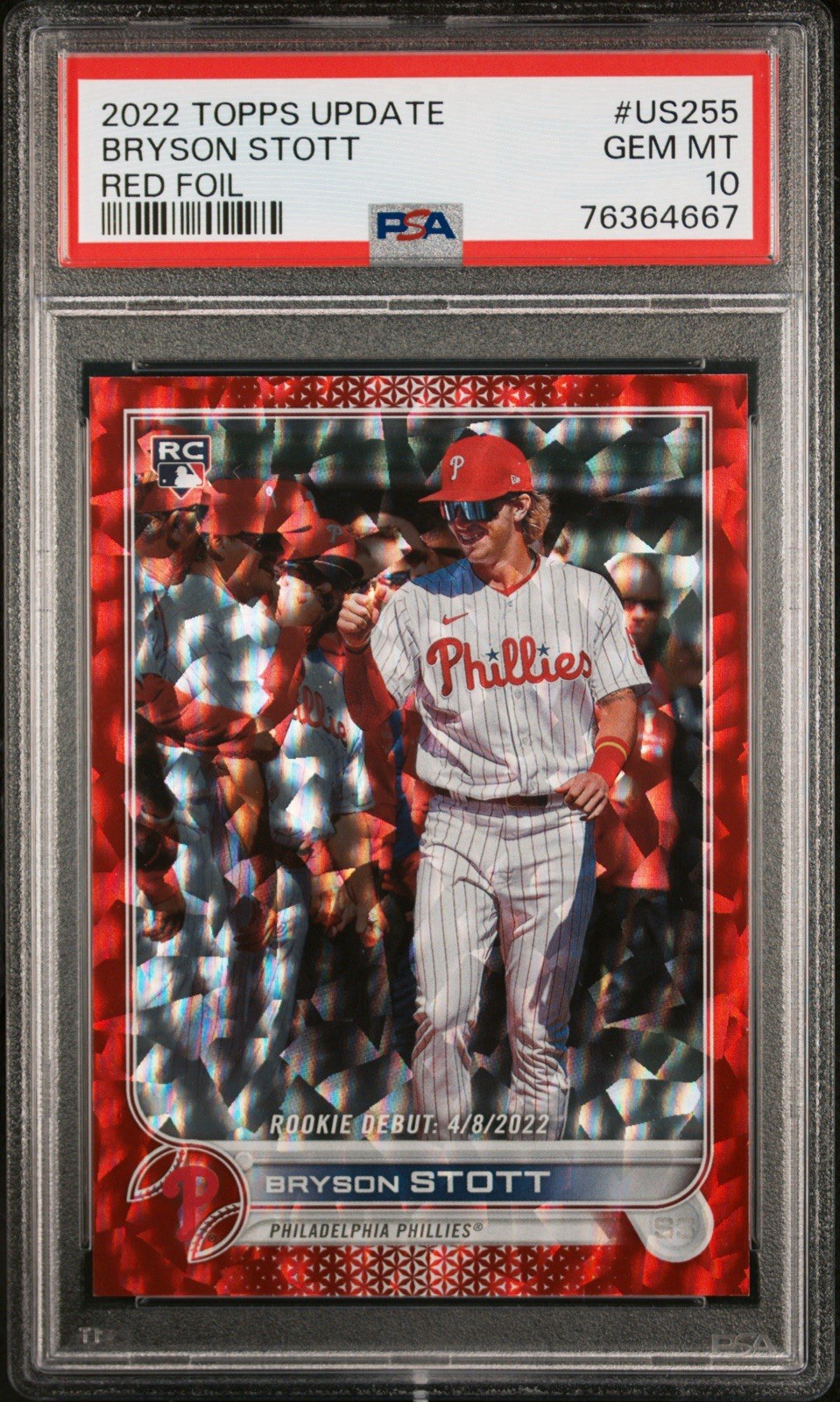 2022 Topps Update #US224 Bryson Stott Red Foil /199 PSA 10 Phillies 🔥📈