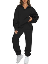 Women's Sweatsuits 2 Piece Outfits Lounge Sets Long Sleeve Half Zip Pullover ...