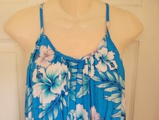 Winnie Fashion Blue and White Floral Made in Hawaii Adjustable dress Size XL 