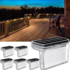TIJNN Solar Deck Lights 6-Pack, LED Outdoor Step Lighting, Waterproof, Auto-Sens