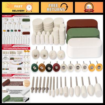 72 PCS Buffing Wheel Polishing Kit for Rotary Tools, Abrasive Brushes & Felt Pad