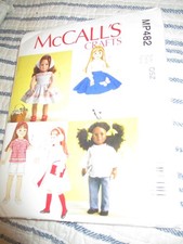 McCall's Crafts MP482 Doll Costume Pattern Uncut 18" Dolls Skirt Pants Top Coat