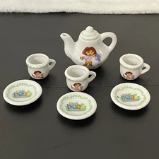 Dora The Explorer Ceramic Children Mini Tea Set 2006 7 Piece Set Cartoon Viacom