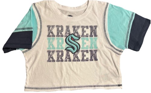 NHL Seattle Kraken Girls Size S (6-6X) T-shirt, Cropped Dark/Light Blue&White - 第 1/8 張圖片
