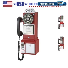 1950's Payphone with Push Button Technology, Red