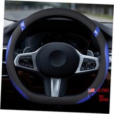 D-shaped Flat Bottom Steering Wheel Cover For Women Girl - Stylish Car Navy