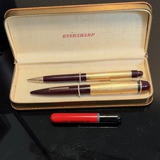 WAHL-EVERSHARP Gold Trim Fountain Pen & Pencil Set with Original Case