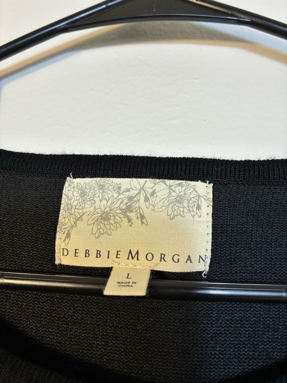 Debbie Morgan Cardigan Sz L Black Knit Button Front Preppy Dark Academia image 2