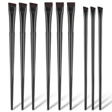 9 Pcs Angled Eyeliner and Eyebrow Brush Set - Flat Tint, Fine Slanted black