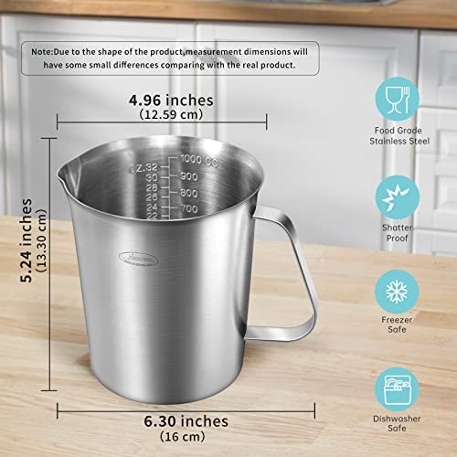 Messbecher, [aufgerüstet, 3 Maßskalen, 32 Unzen (4 Tassen, 1000 ML) - Bild 5 von 7