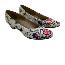 Zapatos de salón estilo suave Hush Puppies florales mariposa gatito tacón blanco hadas cabaña 9