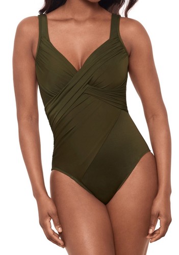 Miraclesuit Rock Solid Revele Underwire One-Piece Nori Green 14 $180 SL1